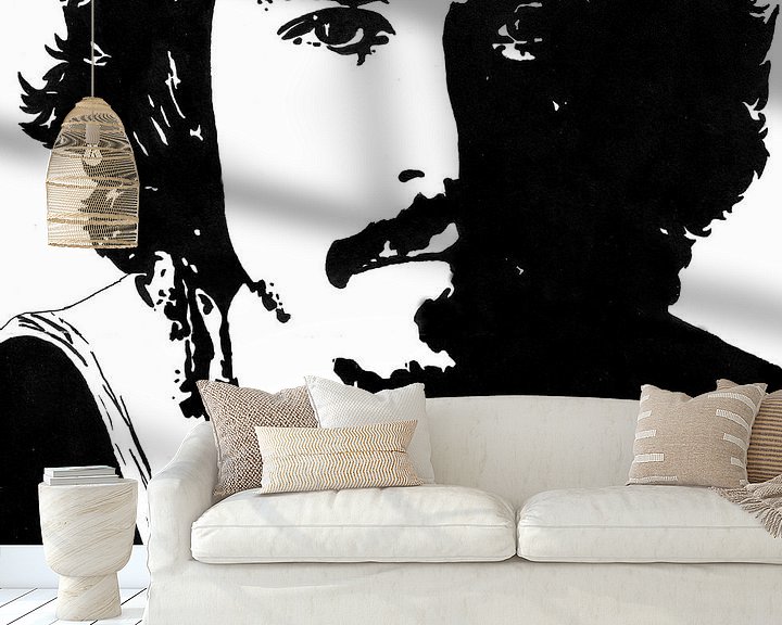 Sfeerimpressie behang: Johnny Depp inkt tekening zwart-wit van Fotojeanique .