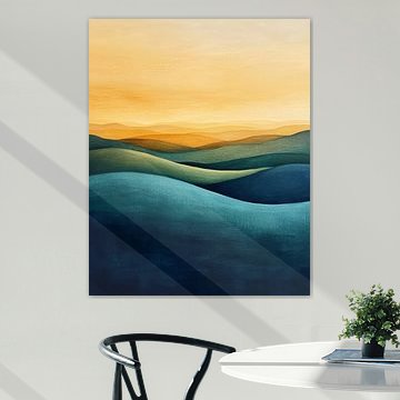 Layered hills bathed in warm golden light