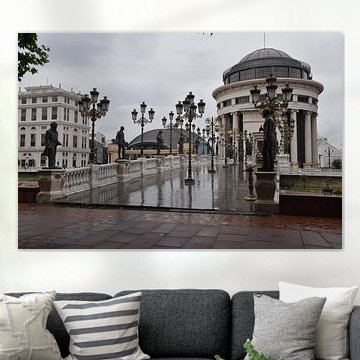 Statue Bridge in the rain 1 by Erik Buitenhuis