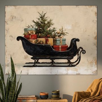 Weihnachtsschlitten mit Geschenken