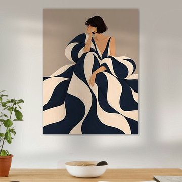 Seated among Navy and Ivory Waves