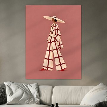 Burgundy Windowpanes on Dusty Rose