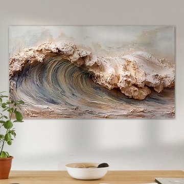 Oceaanreliëf in Japandi – De beweging van de zee van AidasignArt