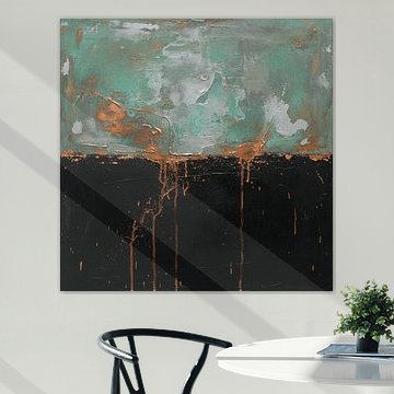 Abstractes Wabi-Sabi-Kunstwerk aus Kupfer, mit Patina und in Schwarz von STUDIO ARTSY