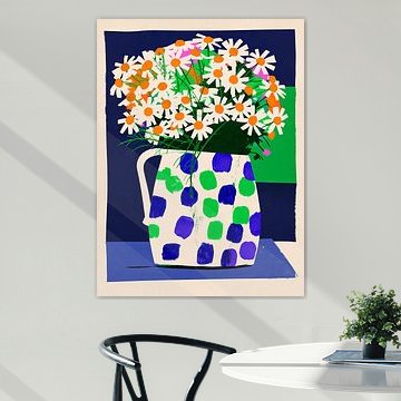 Margeriten im Krug – Farbenfrohes Blumenstillleben von Marco Müller-Vo
