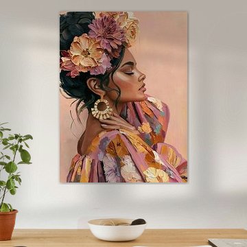 Portrait of a woman with a wreath of flowers