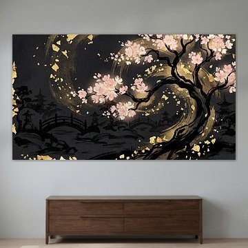 Midnight Sakura Golden Swirl von Siti Zuliana