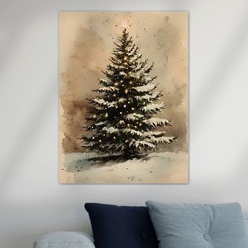 Leuchtender, verschneiter Weihnachtsbaum