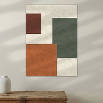 Geometrischer, abstrakter Hintergrund in Erdtönen mit Aquarelltextur von Wisnu Xiao
