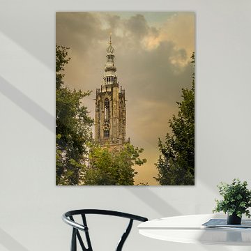 Our Lady’s Tower in Amersfoort in Dramatic Evening Light