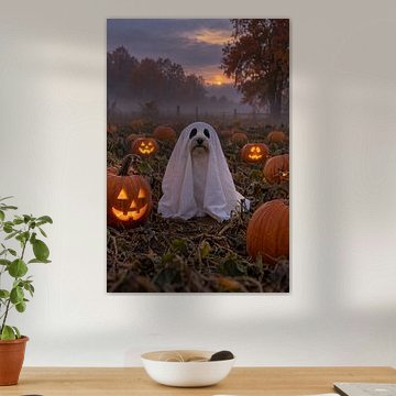 Geisterhund im Kürbisfeld – Halloween Abend von Albert Klee