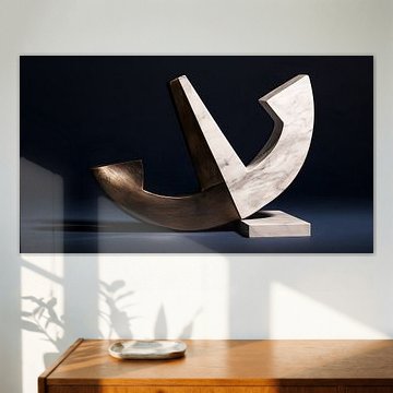 Sculpture « Anker » en bronze et marbre