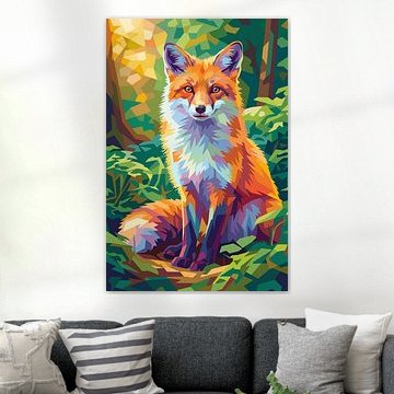 Rotfuchs – WPAP-Pop-Art-Illustration – Metallposter