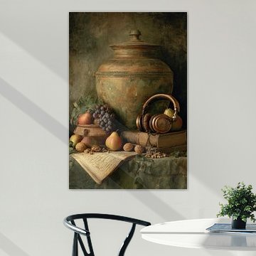 Headphones – Elegant Still Life in Olive Green by Joriali Fine Art