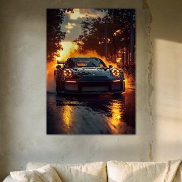 Black Porsche GT2 RS at Sunset