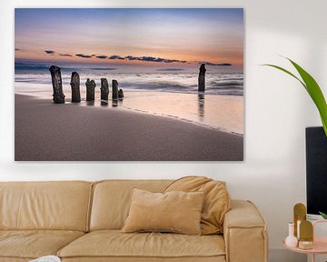 Groynes on shore of the Baltic Sea