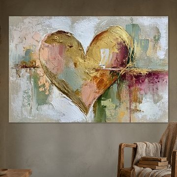 Goud Hart Abstract Schilderij - Elegant Wonen