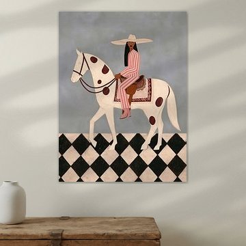 Cowgirl-print, western-boho-kunst van Bella studio