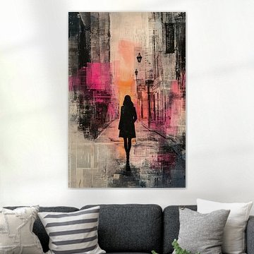 City Skyline – Vibrant Street Art: Pink and Orange