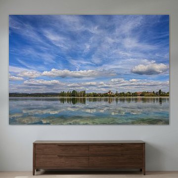 Uferlandschaft Insel Reichenau mit der Kirche St. Peter und Paul - Bodensee von BlattArt - Christine Horn