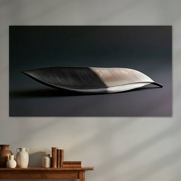 Feather sculpture in black and mother-of-pearl