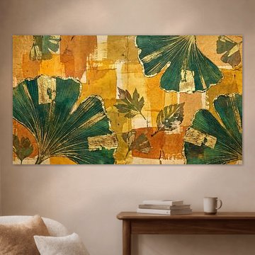 Golden Ginkgo on Ocher Tapestry