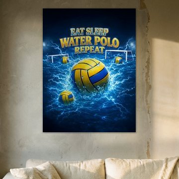 Essen, Schlafen, Wasserball – Retro von Art Bloom