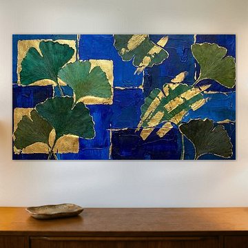 Emerald Ginkgo Golden Abstraction by Siti Zuliana