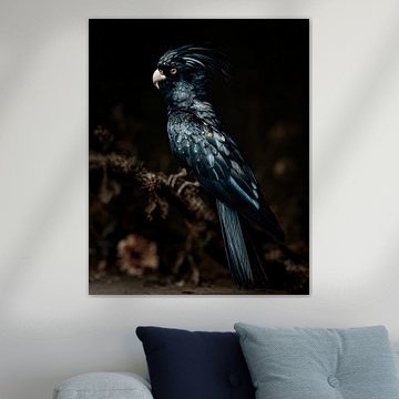 Majestät der Nacht, ein farbenprächtiger Kakadu in Blau und Kupfer. Fine-Art-Tierporträt von Dutch Art Works