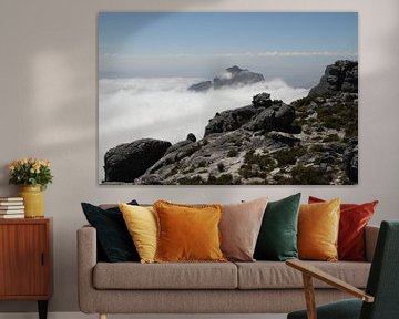 Tafelberg Kaapstad in de mist van Jan Roodzand