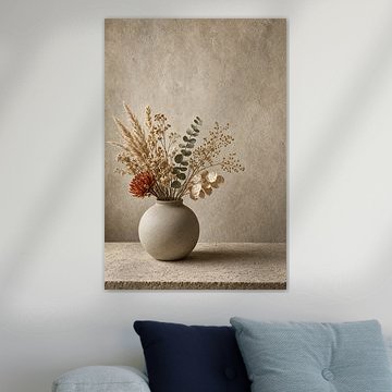 Japandi stilleven met droge bloemen van Johan Savelkoul