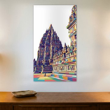 Candi Prambanan WPAP Pop Art Illustration Metal Poster