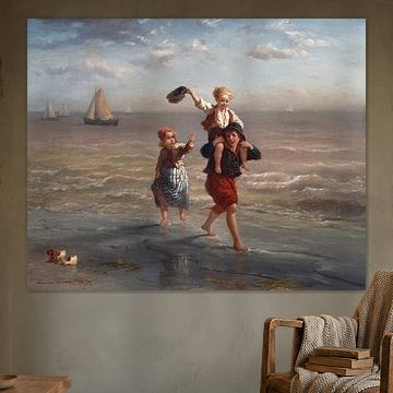 Fischerkinder spielen in der Brandung – Elchanon Verveer (1863) von Galerie Ringoot