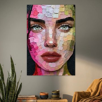 Farbenfrohes Frauenporträt mit grünen Augen von SPEQ ART