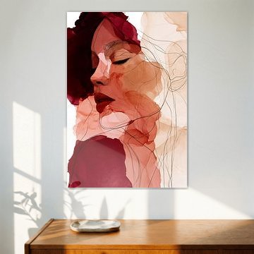 Résumé : Portrait de femme en rouge et terre cuite sur SPEQ ART