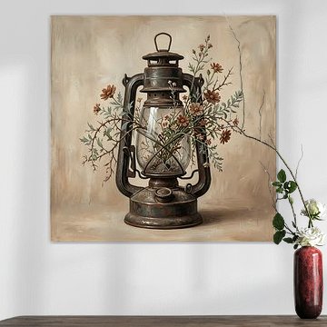 Rustic Oil Lantern With Thorny Desert