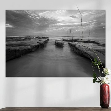 Calm Sea Meet Reef - Black and White by Joseph S Giacalone Photography