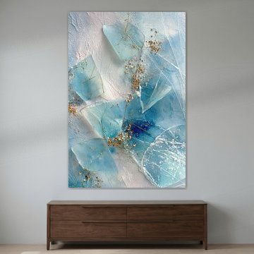 Eisblaues abstraktes Gemälde – Elegant Kristall