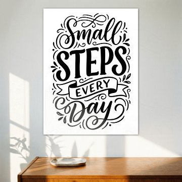 Jeden Tag kleine Schritte – Motivierende Handlettering-Typografie und Grafikdesign