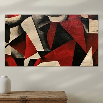 Taureau cubiste rouge et noir