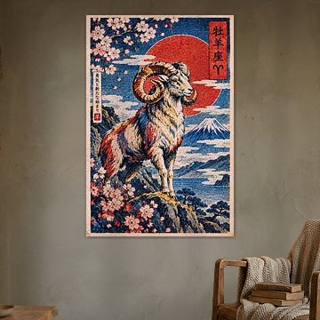 Schilderij van het sterrenbeeld Ram – Moderne astrologische kunst van Galerij Hoppenbrouwers