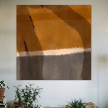 Moderne abstrakte Kunst. Formen und Linien in gebranntem Orange und Taupe