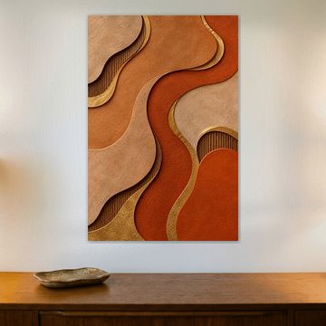 Relief organique abstrait avec de l'or et de la terre cuite sur STUDIO ARTSY