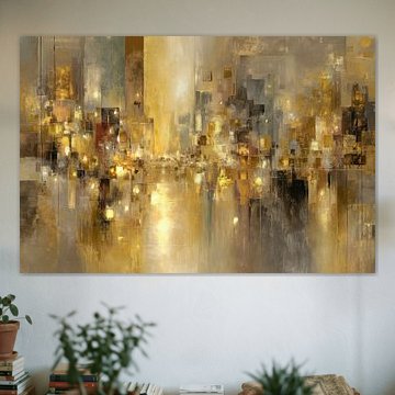 Goud Abstract Schilderij - Elegant Hotel Chique