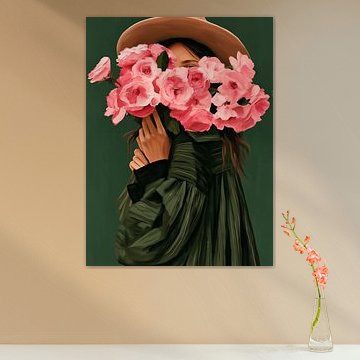 Woman behind the flower