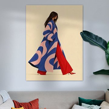 Cobalt and Blush Walking Coat