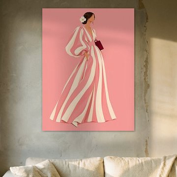 Roze strepen en een bordeauxrode clutch