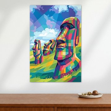 Moai Island WPAP Pop Art Illustration Metal Poster