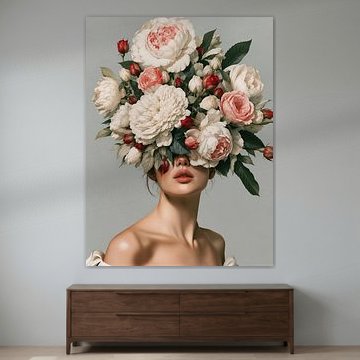 Porträt einer Frau mit Blumenkranz von IamHomeStudio