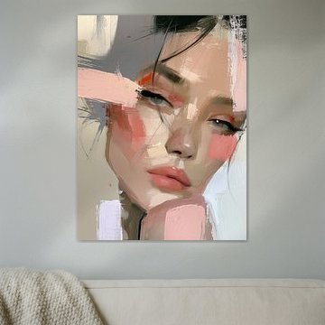 Schilderij van een vrouw met abstracte blos van IamHomeStudio